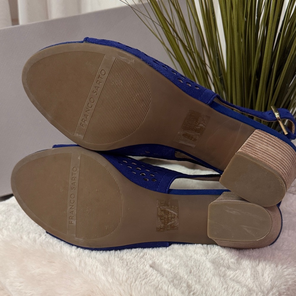 Franco Sarto Peacoat Cobalt Blue Cutout Slingback Heels - Picture 5 of 6